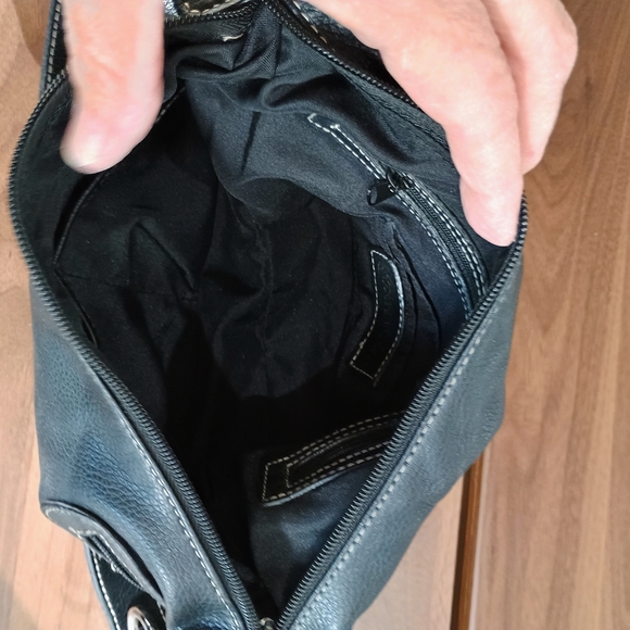 St. John's Bay Black Leather Shoulder Bag with Silver Accents - Picture 9 of 9